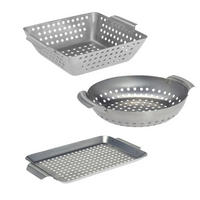 GRILLKÖRBE 3er-Set, silber, Metall - Edelstahlfarben, Metall (18.5/32/1.5cm) - bremermann