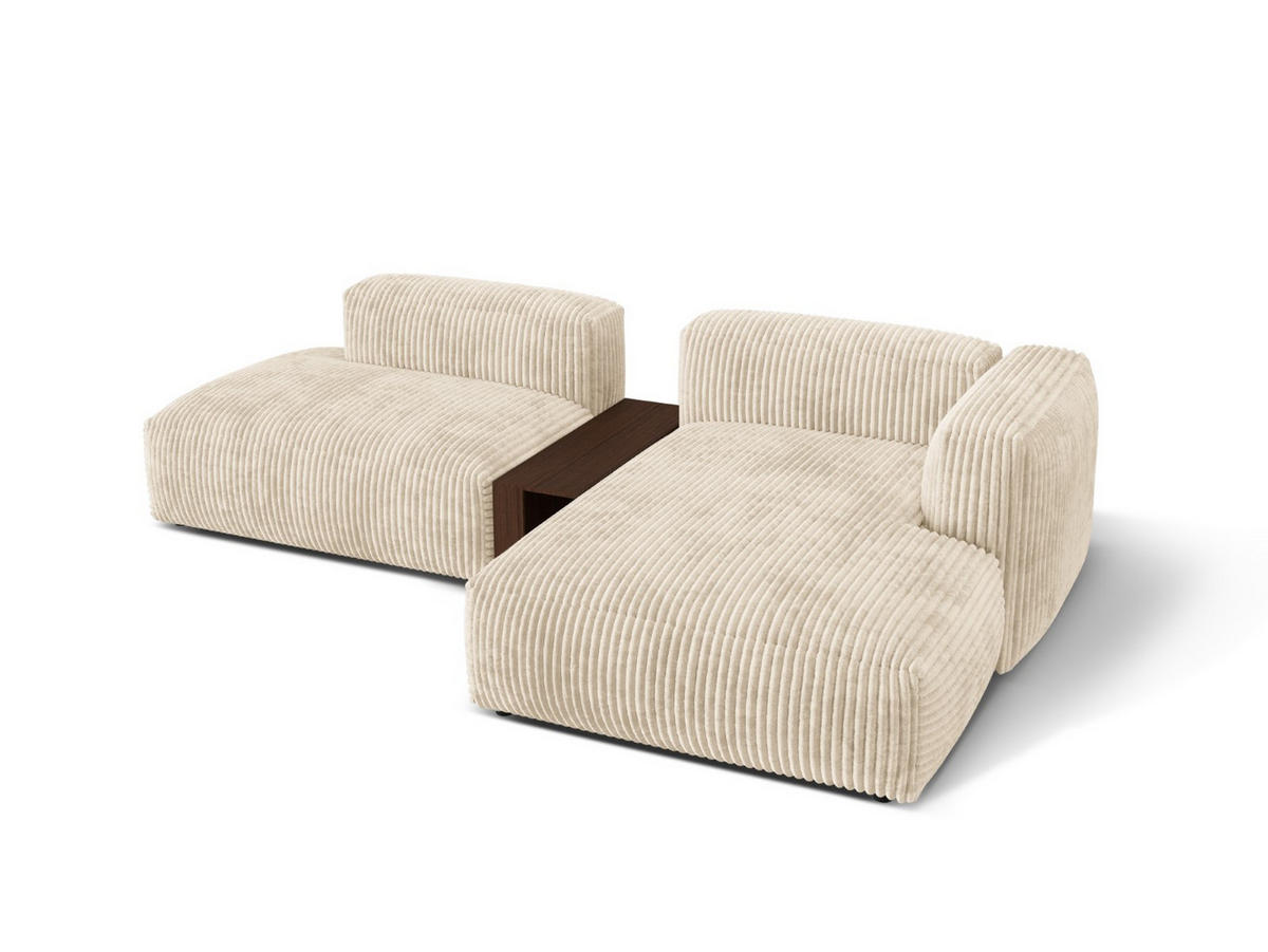 ECKSOFA modular rechts Martina aus Cord leichtes beige 2 Sitzplätze - Creme, Textil (176/285cm) - Micadoni