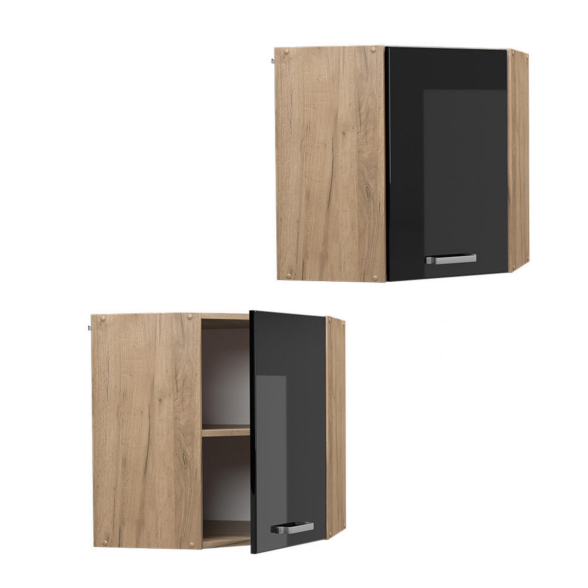 ECKHÄNGESCHRANK R-Line Schwarz Hochglanz 57 cm - Honigeiche/Schwarz Hochglanz, Holzwerkstoff (57/60/34.1cm) - Vicco
