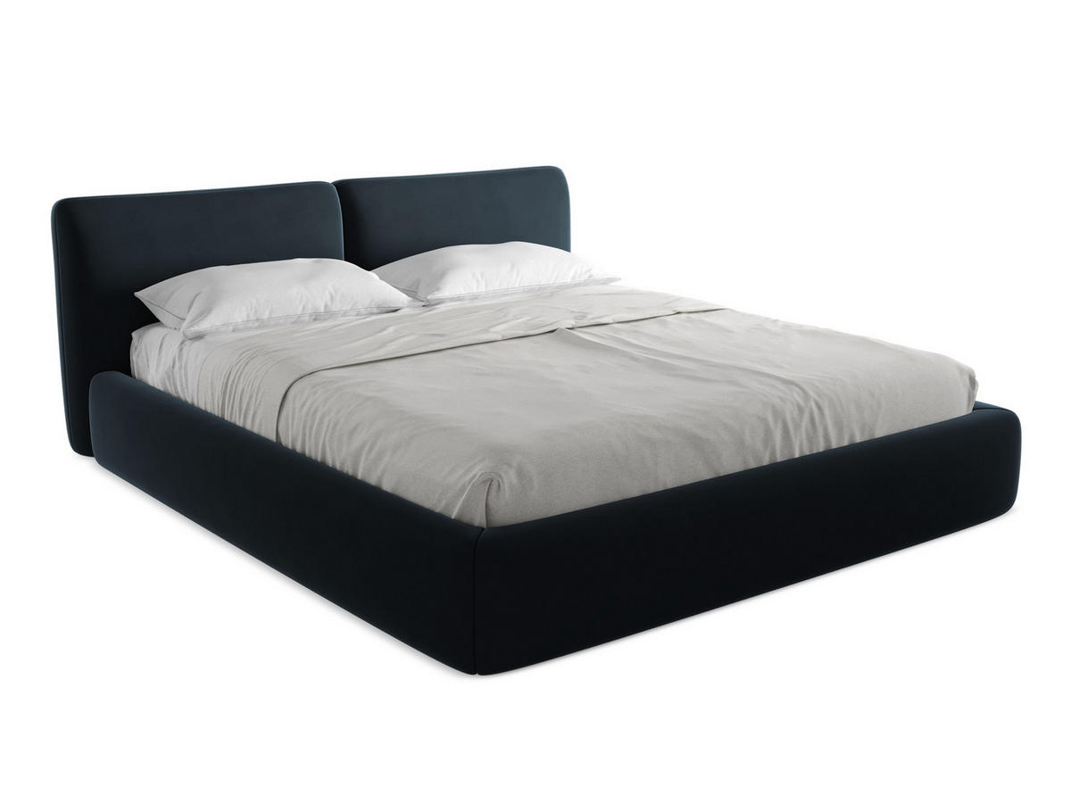 POLSTERBETT mit Bettkasten und Lattenrost 200x228 Blau - Blau/Schwarz, Kunststoff/Textil (180/200cm) - Makamii
