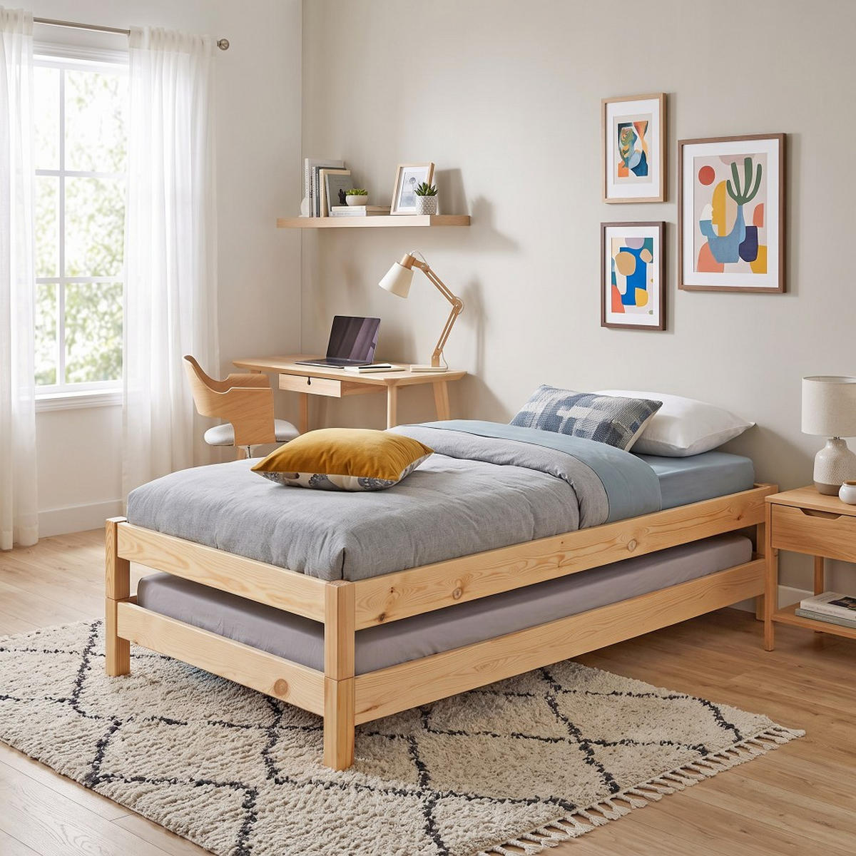 STAPELBETT JONAS mit Lattenroste / 2x Betten 90x190 - Naturholtz - Fichtefarben, Holz/Holzwerkstoff (90/190cm) - Weber Industries