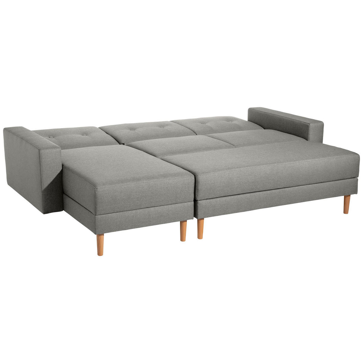 FUNKTIONSSOFA mit Hocker Kattie Flachgewebe hellgrau - Hellgrau, Kunststoff (144/230cm) - 58aufmkessel