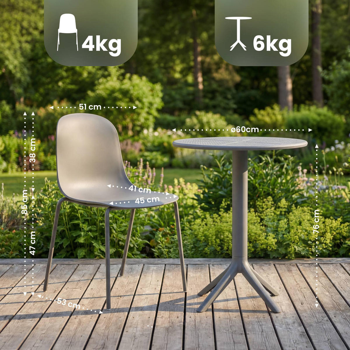 GARTENMÖBEL-SET Ella 2 Stühle 162x60x85cm Kunststoff Dunkelgrau Balkonset - Dunkelgrau, Kunststoff - DELUKE