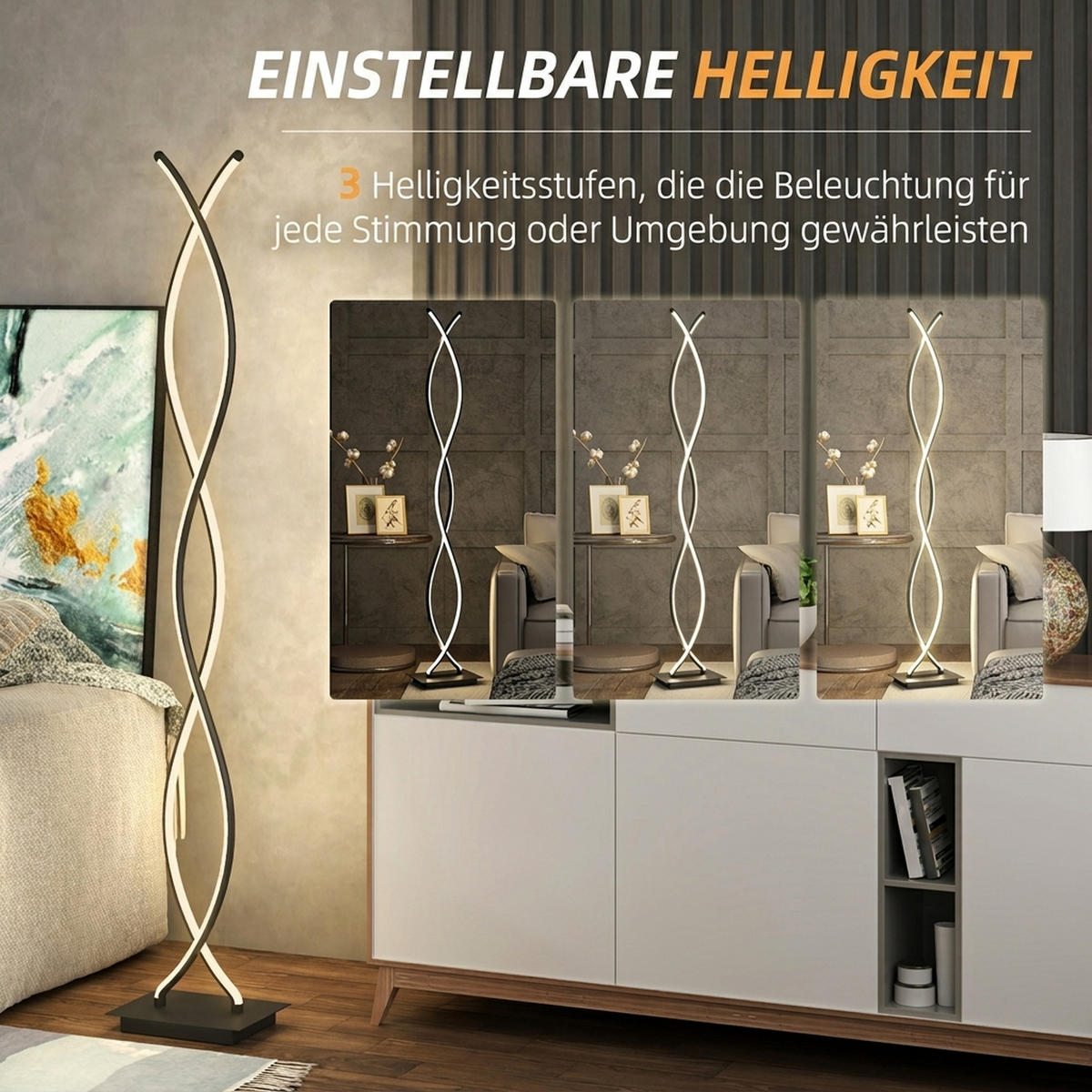 STEHLAMPE Aluminium Schwarz - Schwarz, Metall (25/20/144cm) - HOMCOM
