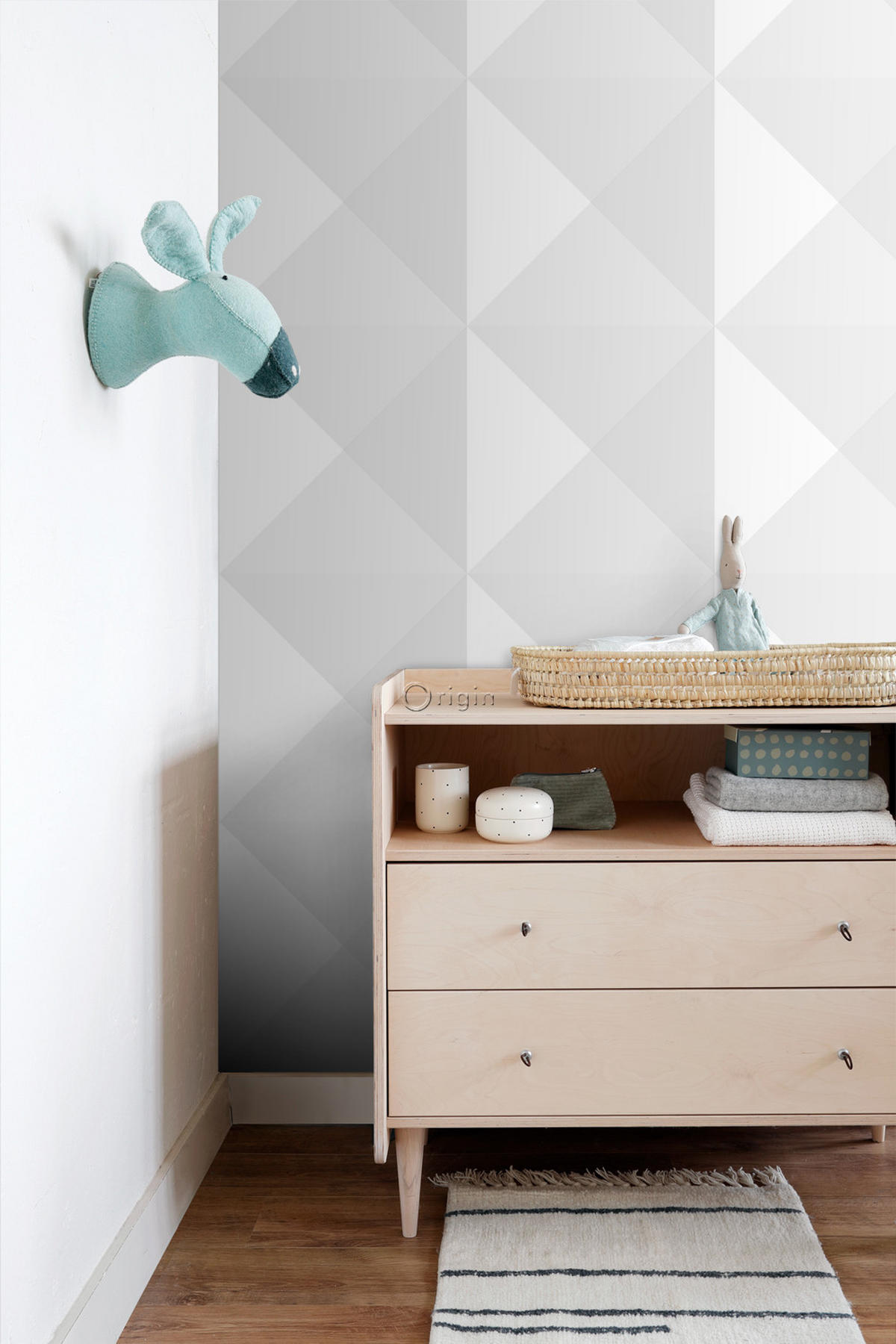 TAPETE große Dreiecke 53 cm x 10.05 m - Grau, Papier (53/0.1cm) - Origin Wallcoverings