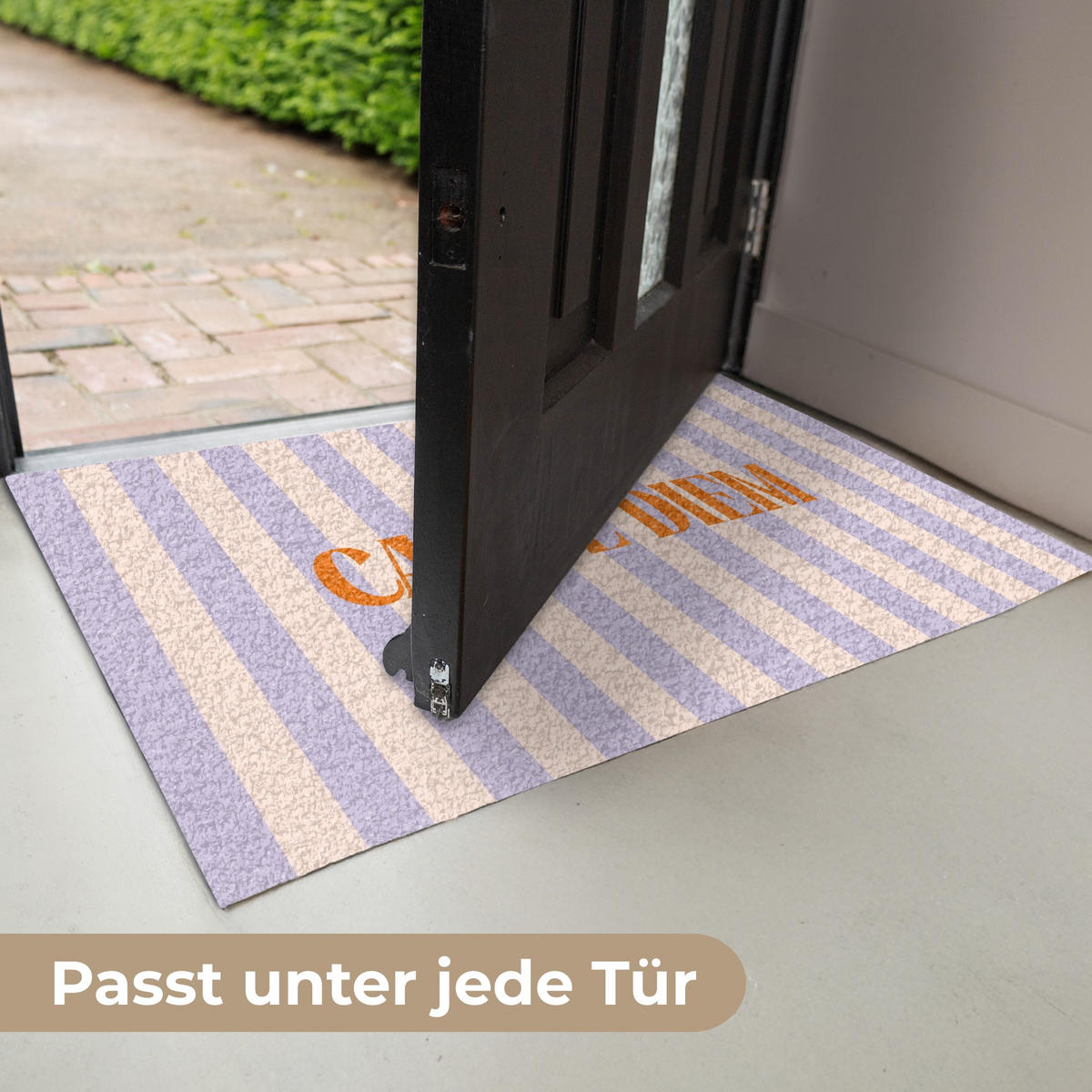 FUSSMATTE Lila – Orange – Streifen – Carpe Diem 60x40 cm - Flieder, Kunststoff (60/0.4cm) - MuchoWow