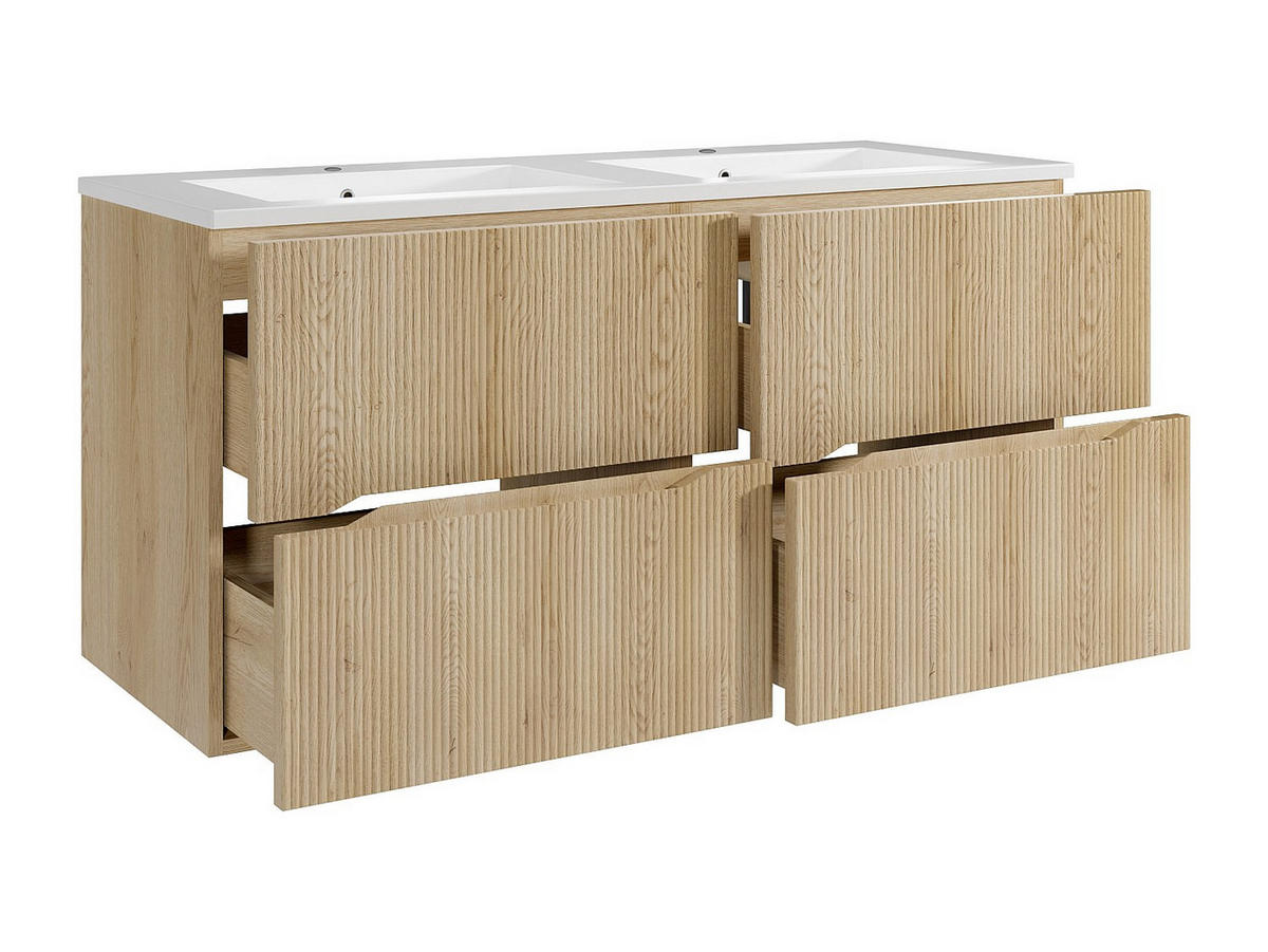 DOPPELWASCHTISCH - 120 cm x 46 cm - Holz, Platte - Naturfarben Hell - ORISO - Naturfarben, Holz (120/57/46cm) - Vente-Unique