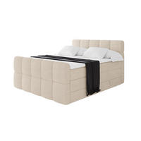 BOXBETT mit Matratze H3/H4 - FAMA-Z KING - 160x200 cm Beige Poso - Ecru, Holzwerkstoff (160/200cm) - ALTDECOR