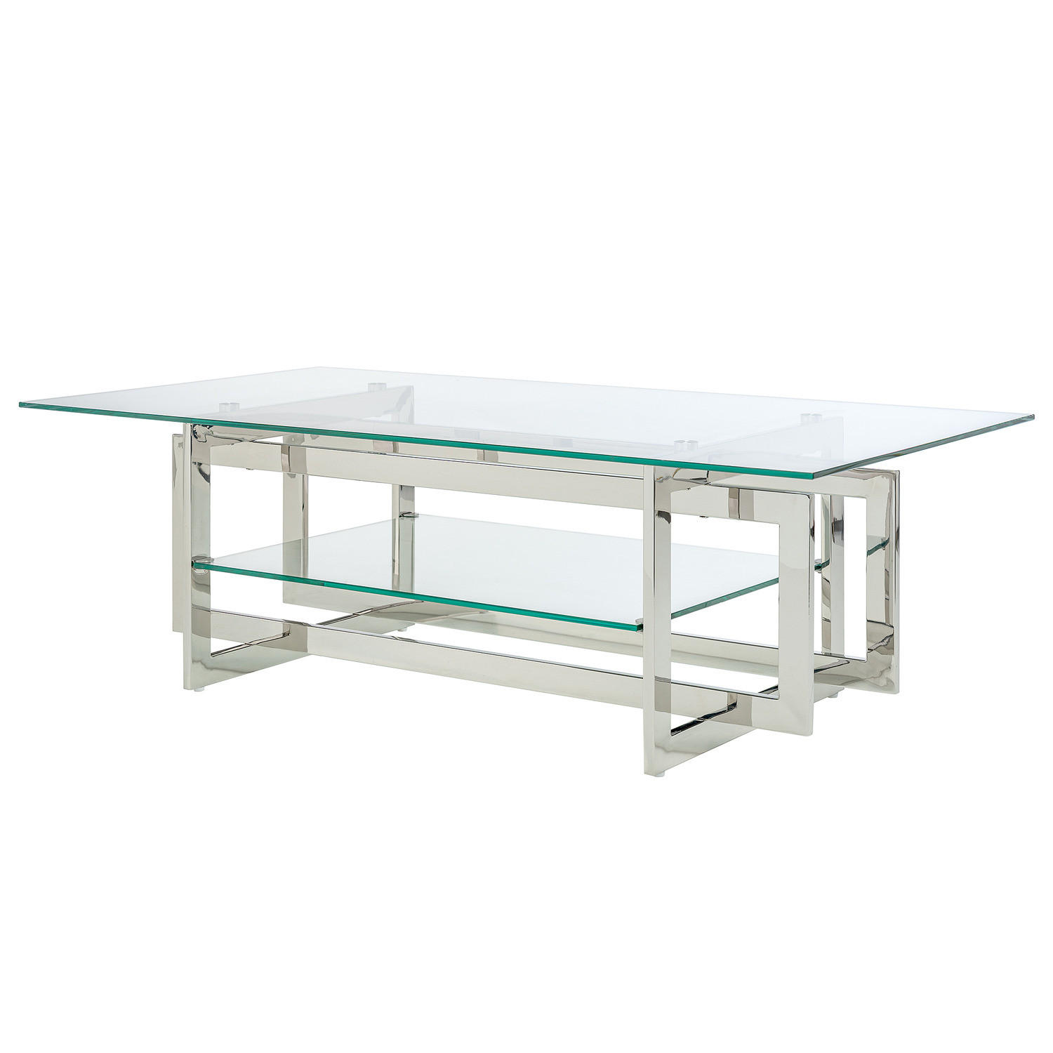 COUCHTISCH - Glas / Metall - Transparent / Silber - Silberfarben, Glas/Metall (65/120/40cm) - home24