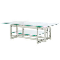 COUCHTISCH - Glas / Metall - Transparent / Silber - Silberfarben, Glas/Metall (65/120/40cm) - home24