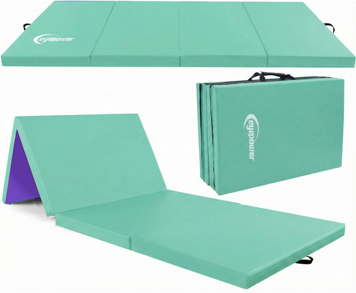 GYMNASTIKMATTE zum Wenden - 180/60/5 cm Faltbare Turnmatte - Mintgrün, Kunststoff (60/180cm) - eyepower