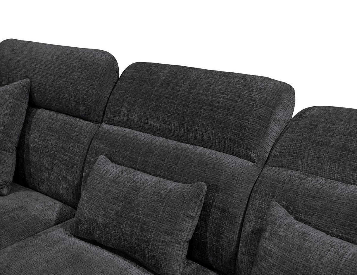 ECKSOFA mit 5-fach verstellbare Kopflehnen und pflegeleichter Mikrofaser-Chenille-Bezug - Schwarz, Kunststoff/Textil (339/285cm) - ed exciting design