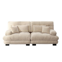 ECKSOFA 220/77/81 cm hellbraun aus Chenille mit modularer Form und Kissen - Cappuccino, Textil (77/220cm) - OKWISH