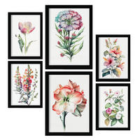 POSTER Set Mit 6 Hibiskus Vollfarbige Blumenmotiven A3 & A4 Rahmenlos - Klar, Papier (29/3cm) - Nacnic