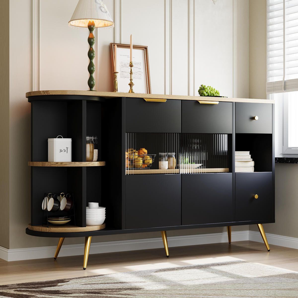 SIDEBOARD Schwarz 130/40/65 cm - Schwarz, Holzwerkstoff (40/65/130cm) - Urban Meuble