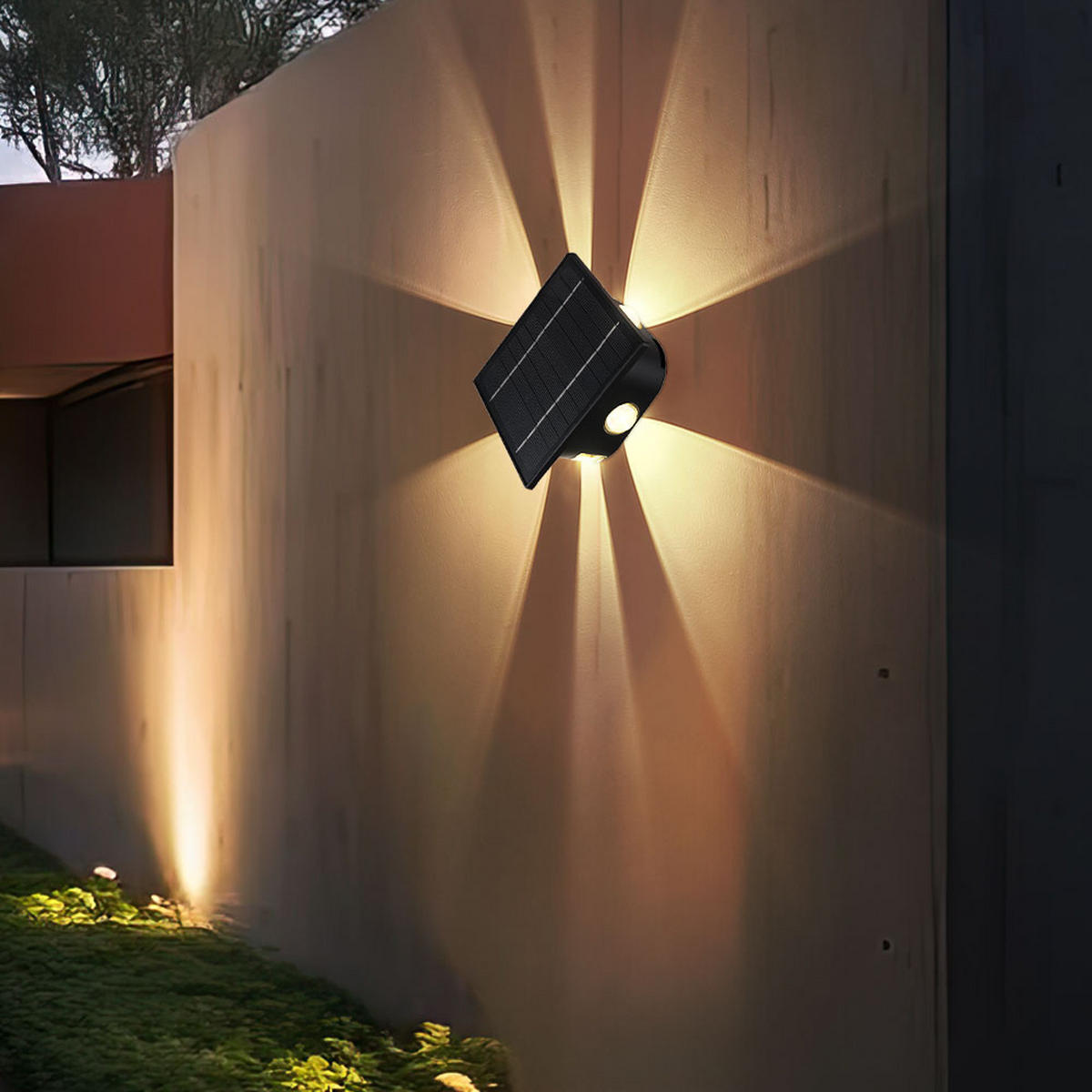 LED AUSSENLEUCHTE Solarleuchte Schwarz Kunststoff - Schwarz, Kunststoff (13.1/7/13.1cm) - Globo Lighting