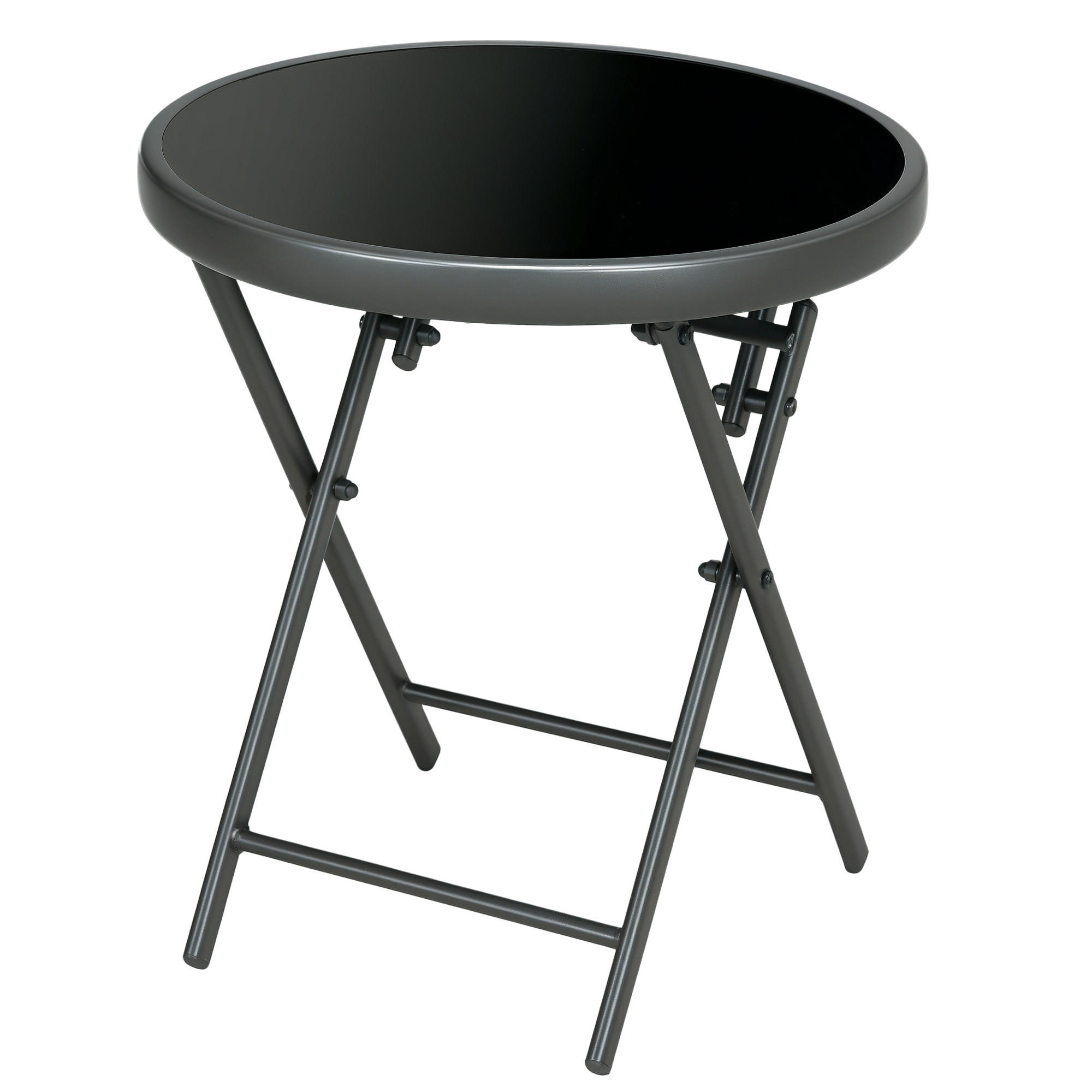 GARTENKLAPPTISCH DE-14104 rund Ø45 cm, klappbar Schwarz - Schwarz, Metall (45/45/50cm) - ComfortXL