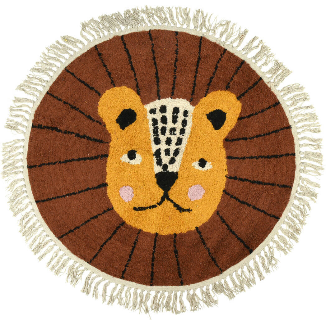 KINDERTEPPICH Animals Ø 90 cm mit Fransen - Braun/Orange, Naturmaterialien (90/90cm) - Home Styling Collection