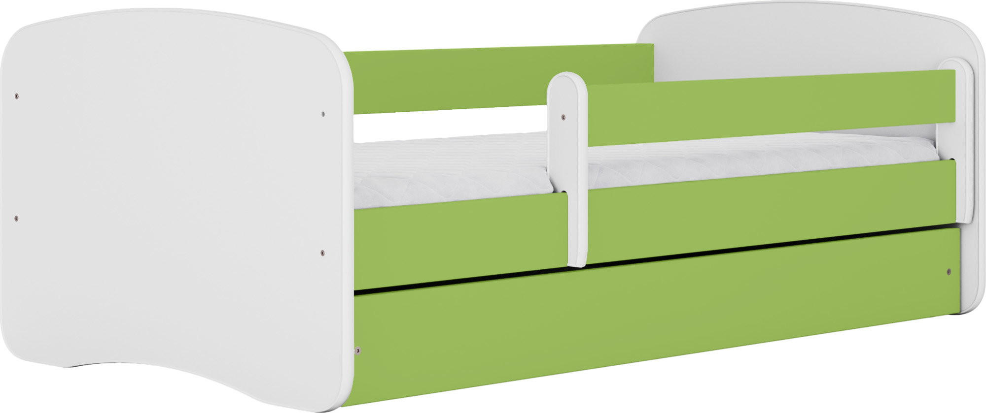 KINDERBETT Emily mit Schublade und Matratze, Grün 70x140 cm - Weiß/Grün, Holzwerkstoff (140/70cm) - WFL GROUP