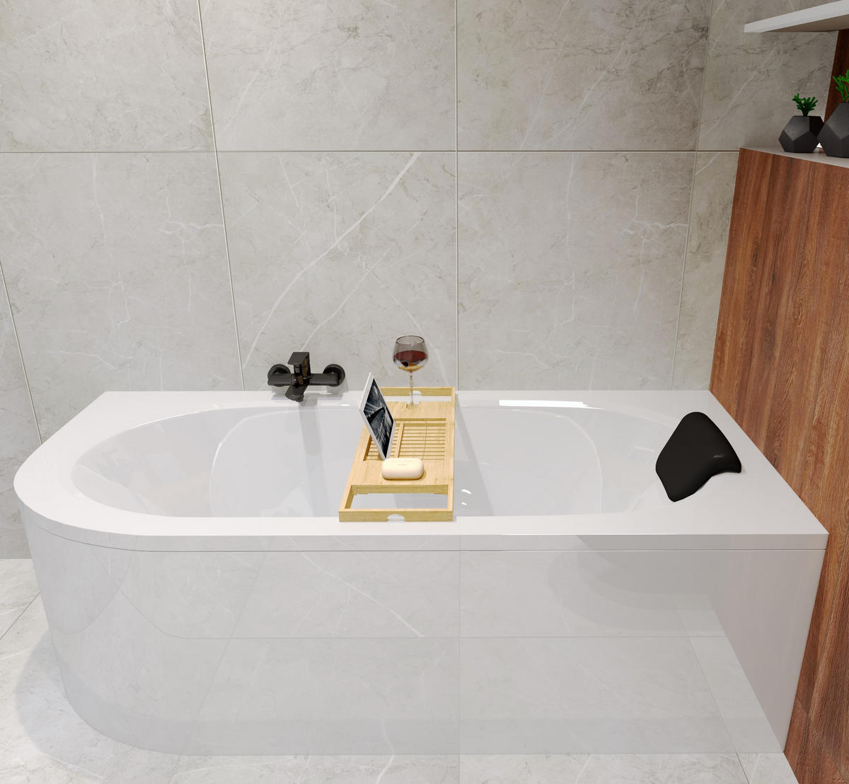 BADEWANNE Eckwanne AVITA 170/75 Rechts + Ablage| Ablauf Füße - Weiß, Kunststoff (75/55.5/170cm) - bad land