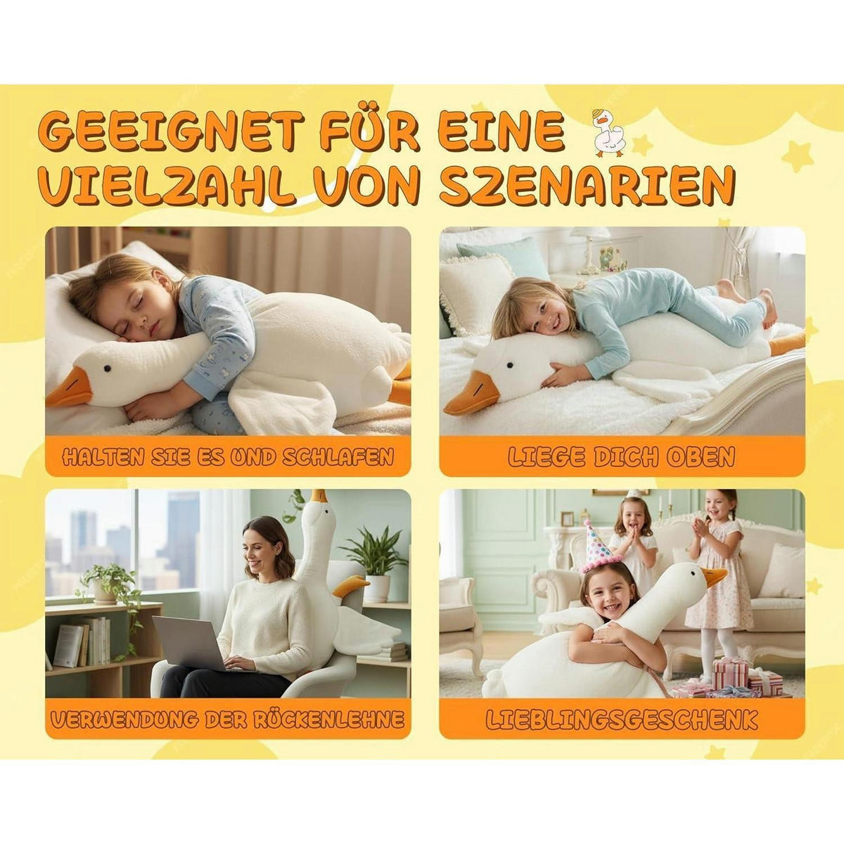 KUSCHELTIER Gans 130 cm - Weiß, Textil (1/130cm)