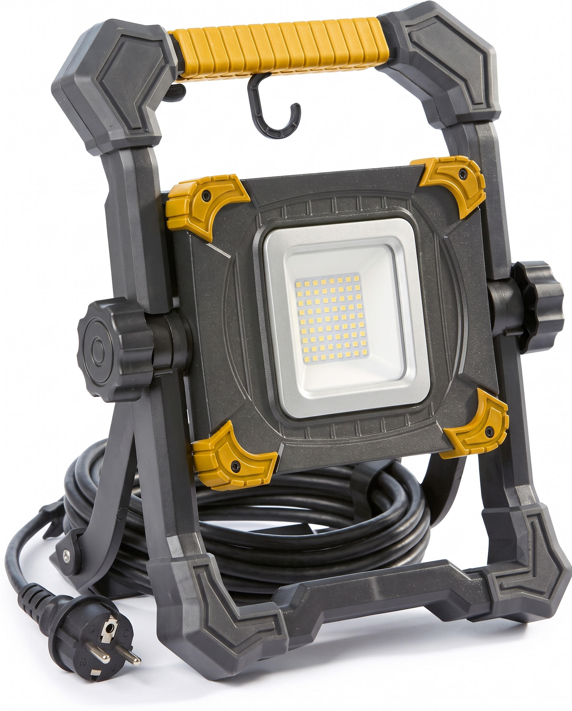 LED-BAUSTRAHLER - stufenlos dimmbar mit 5000K Lichtfarbe und 3m Kabel für Innen- und Außeneinsatz, 2er-Set - Weiß, Metall (10.5/27.5/32cm) - Northpoint
