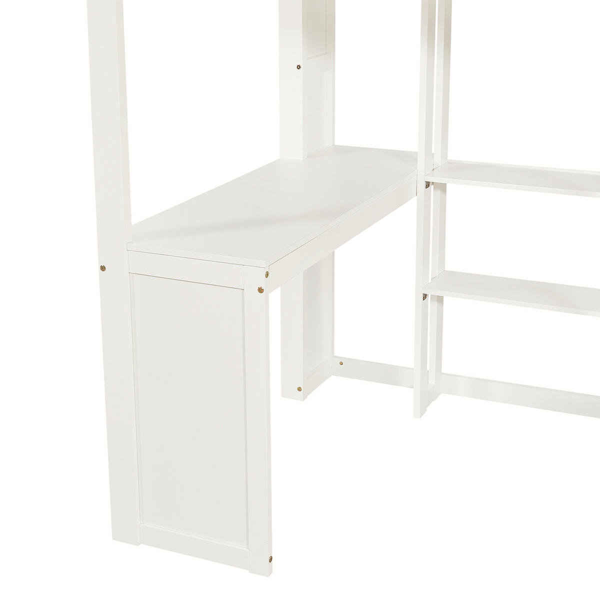 ETAGENBETT 90x200 cm in Weiß mit Schreibtisch, Kleiderschrank und Regalen - Weiß, Holz (90/200cm) - IVMEU
