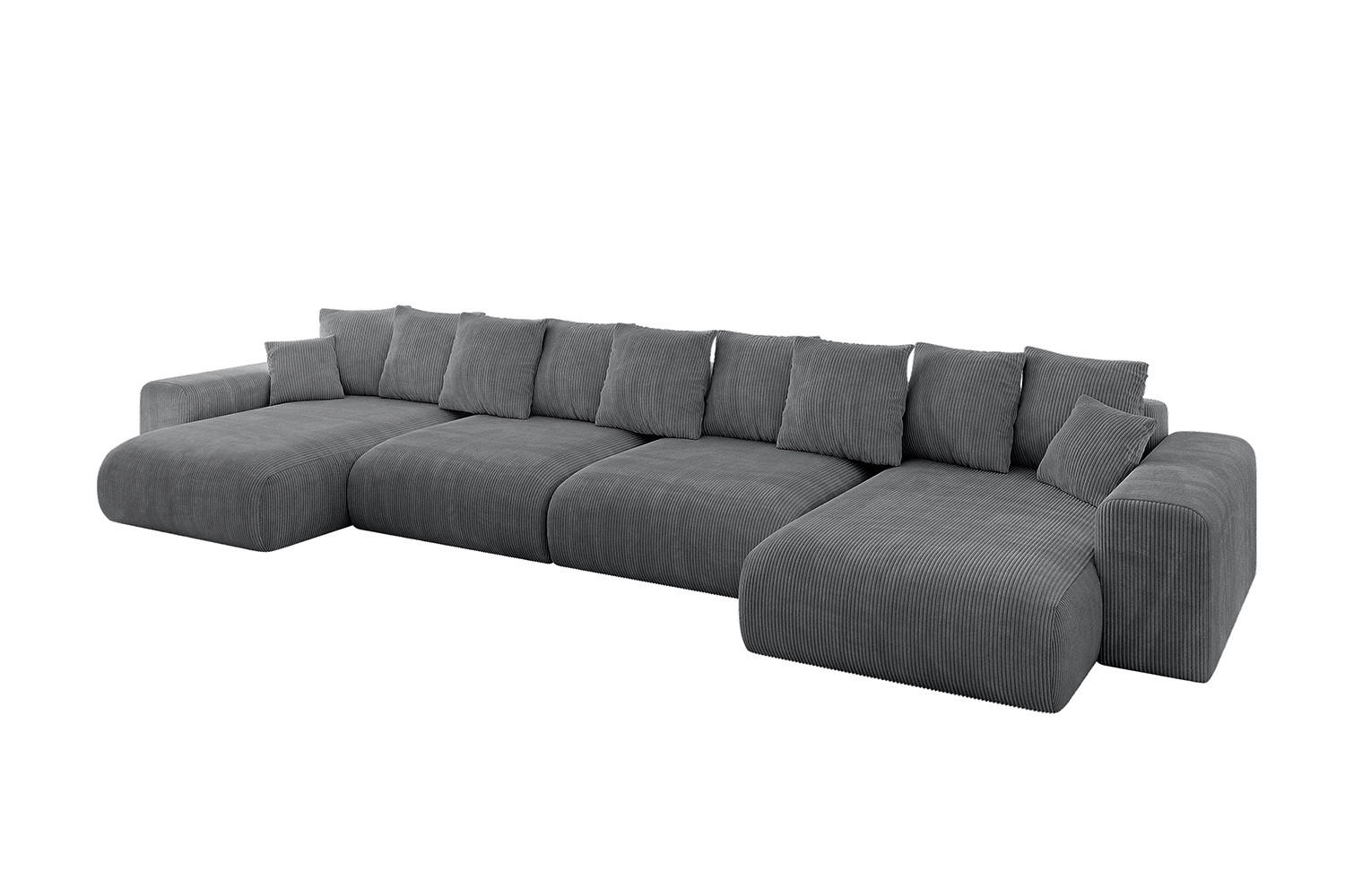 WOHNLANDSCHAFT mit Schlaffunktion ESKAR-U2-464x176x84cm Dunkelgrau - Dunkelgrau, Holzwerkstoff/Kunststoff (176/72/464cm) - ALTDECOR