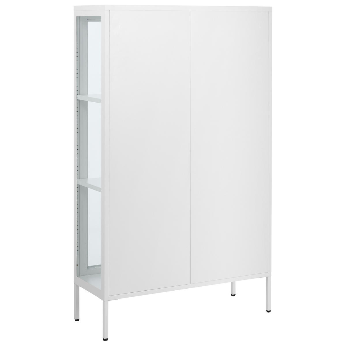 VITRÍNA se skleněnými dveřmi Kov 90 cm Bílá Nash - bílá, kov (90/150/35cm) - Beliani