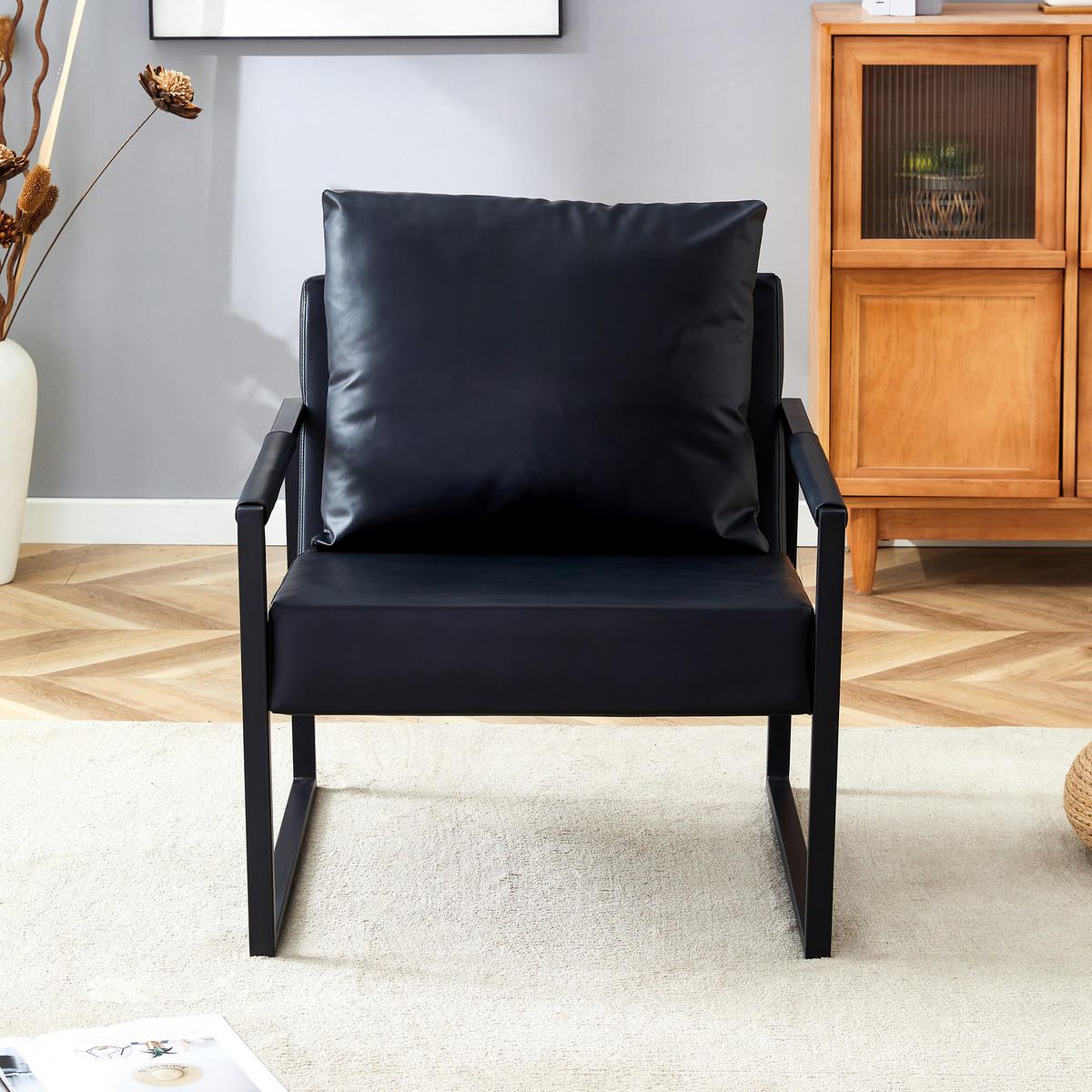 SESSEL mit schwarzem Metallrahmen, DE-42370, Schwarz - Schwarz, Metall (75.5/75.2/68.6cm) - ComfortXL