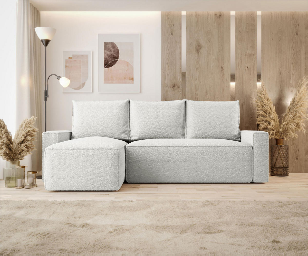 ECKSOFA mit Schlaffunktion SAVIO Quelle 01 Links - Weiß, Textil (232/140cm) - Bedante
