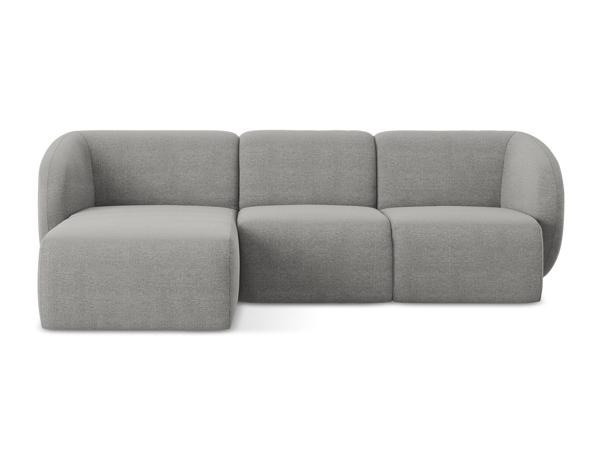 ECKSOFA Links Bouclé Stoff Grau - Hellgrau/Schwarz, Holzwerkstoff/Kunststoff (248/166cm) - Makamii