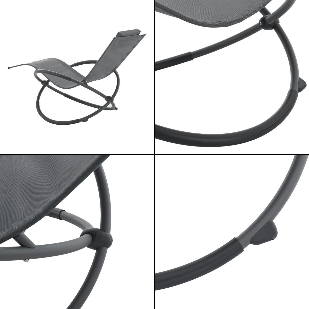 SCHAUKELLIEGE Pulsano - Dunkelgrau, Metall (166/86/74cm) - [en.casa]