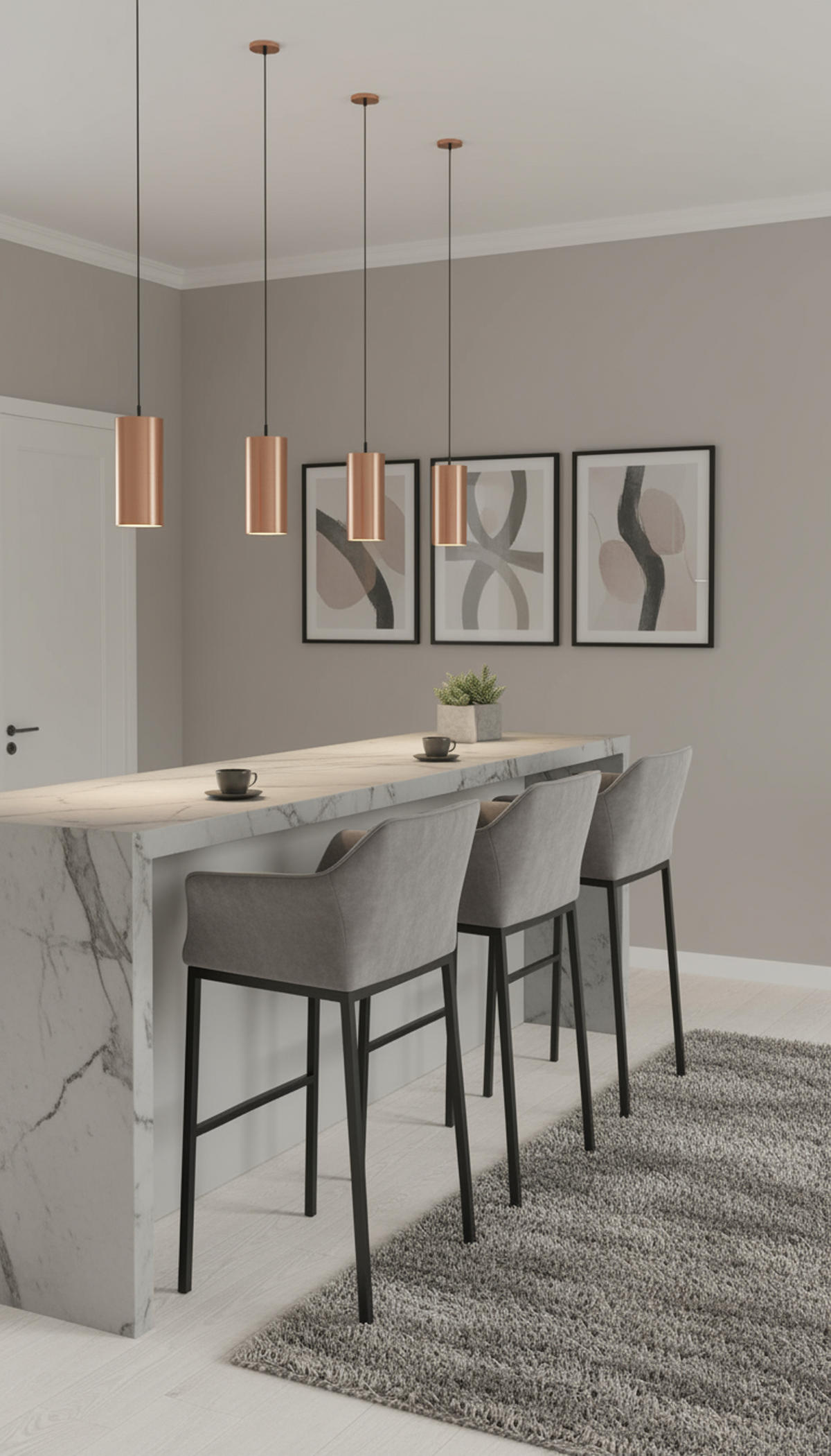 BARHOCKER Damaskus Samt mit 4-Fuß Gestell grau - Schwarz/Grau, Textil/Metall (64/110/48cm) - TPFLiving