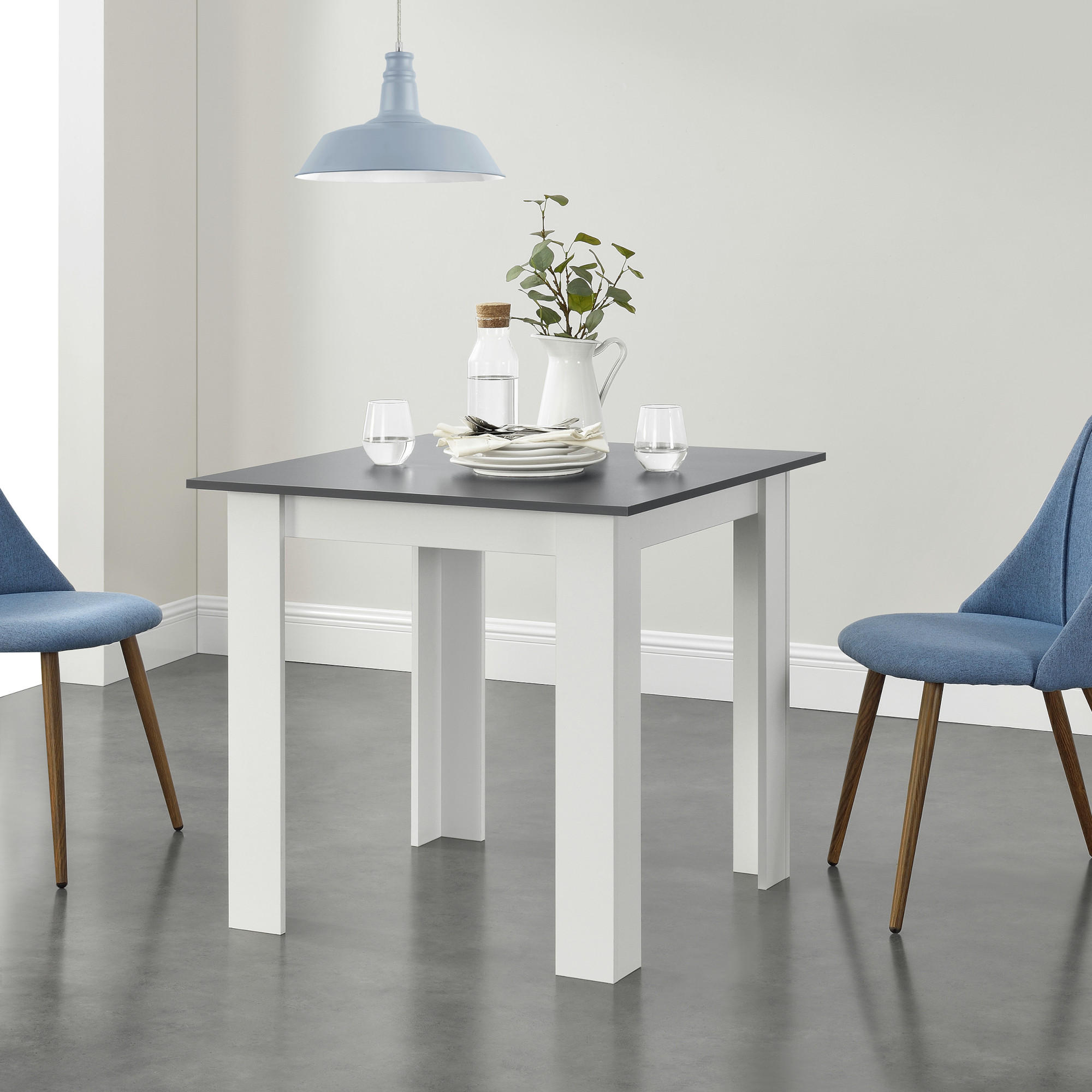 ESSTISCH Algermissen - Dunkelgrau/Weiß, Holzwerkstoff (80/80/76cm) - [en.casa]