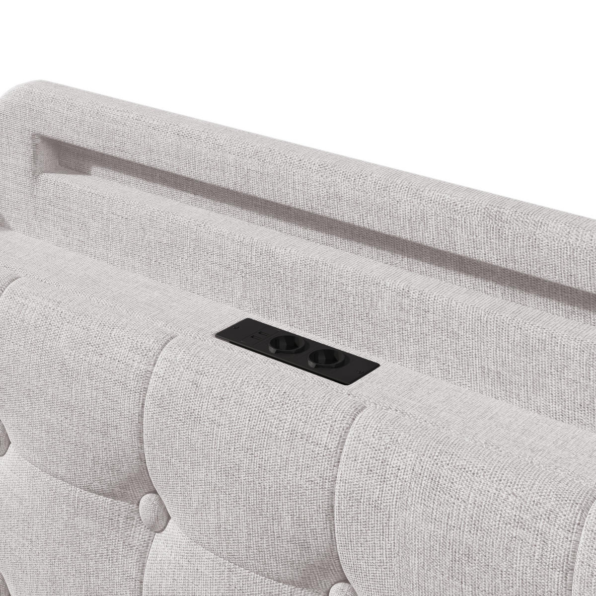 POLSTERBETT 140/200 cm beige mit hydraulischem Stauraum und LED-Lichtleiste - Beige, Textil (140/200cm) - OKWISH