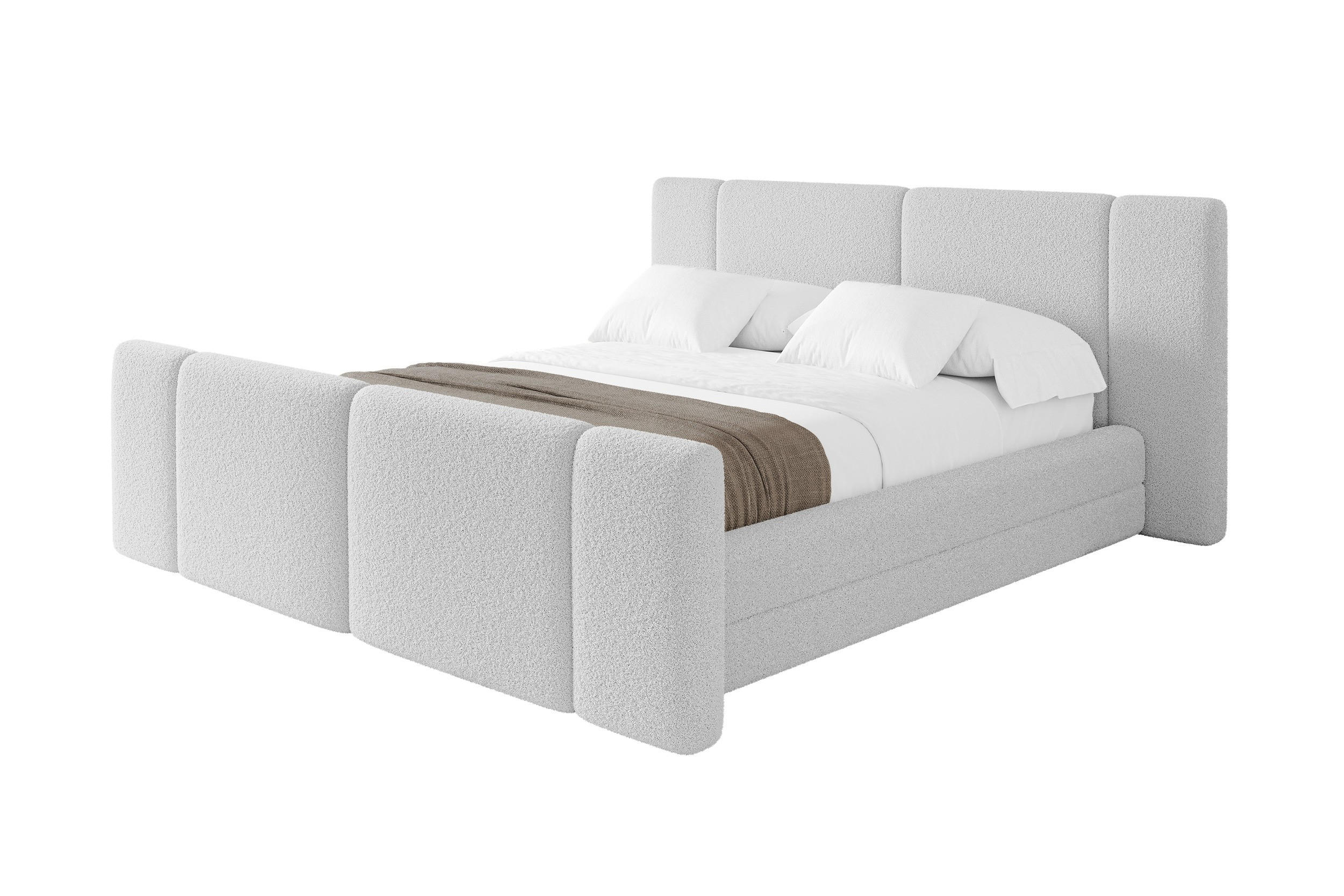POLSTERBETT mit Bettkasten, Fußteil und Lattenrost, Boxbett ohne Matratze - TEVO-Z 140x200 Hellgrau - Taupe, Holzwerkstoff/Textil (140/200cm) - ALTDECOR