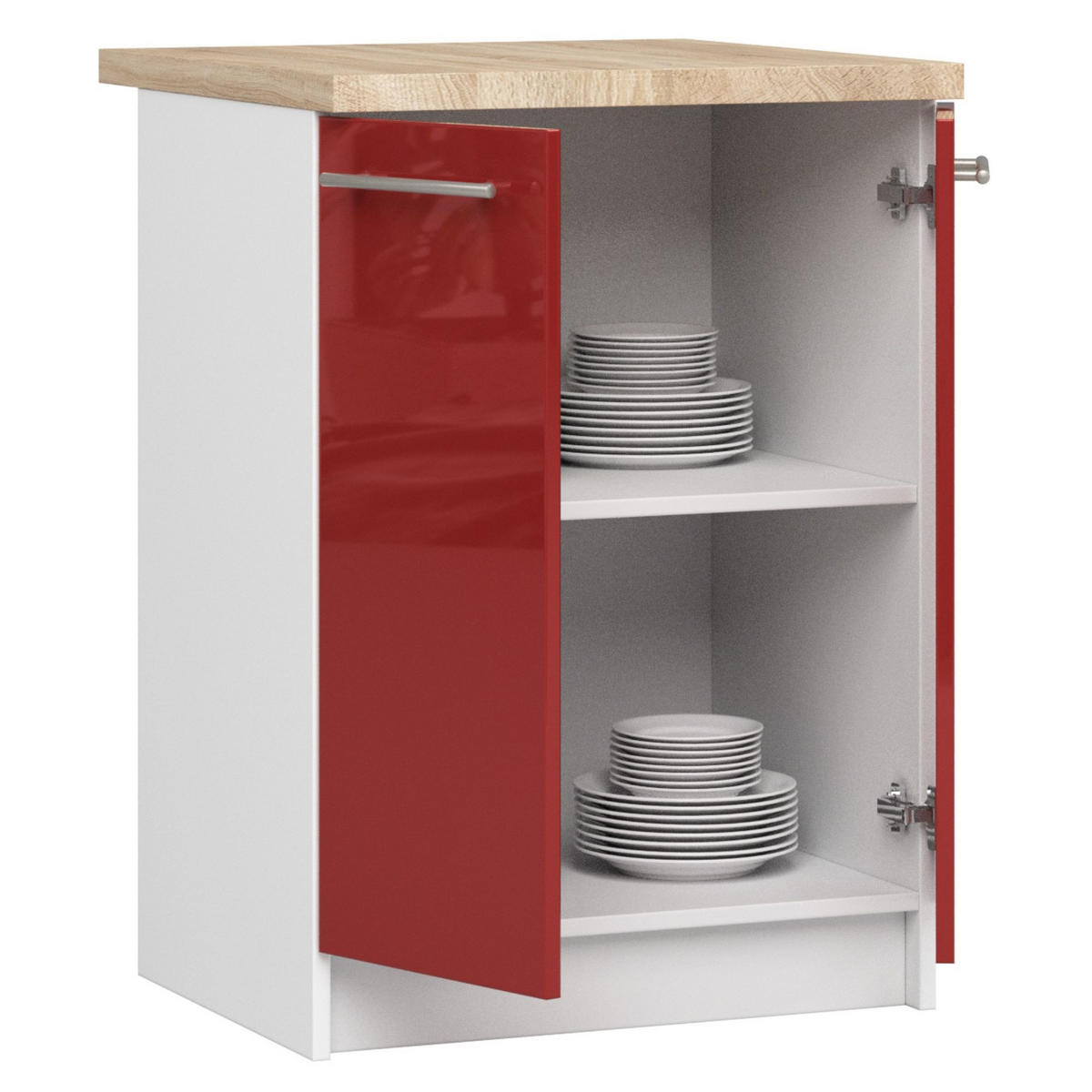 UNTERSCHRANK Weiß, Rot Glanz 85/60/46 - Rot/Weiß, Holzwerkstoff (60/85/46cm) - RAUMHIRSCH FURNITURE