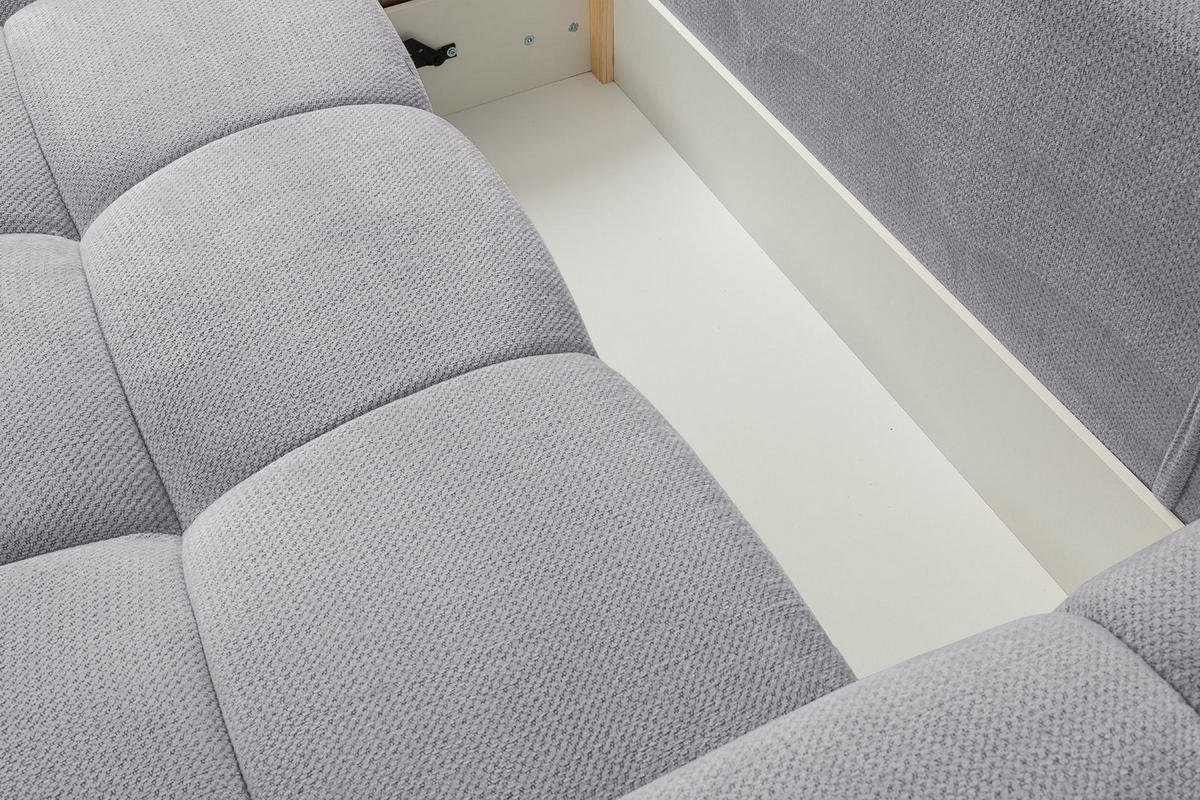 ECKSOFA Taremi mit Chenillebezug Grau, beidseitig - Schwarz/Grau, Textil (267/185cm) - Selsey