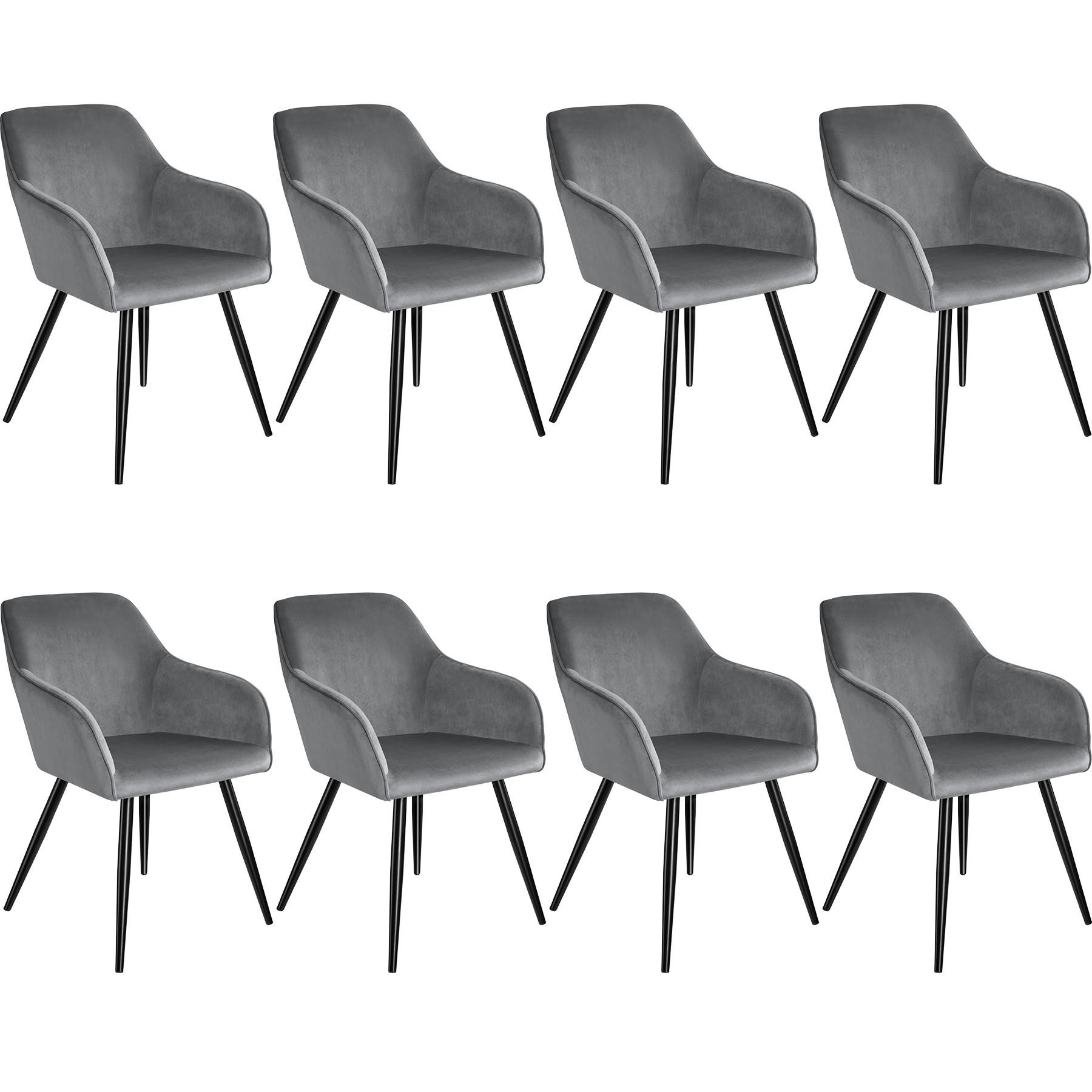 ESSZIMMERSTUHL 8er Set Marilyn 58 x 62 x 82 cm grau/schwarz - Schwarz/Grau, Textil (58/82/62cm) - tectake