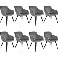 ESSZIMMERSTUHL 8er Set Marilyn 58 x 62 x 82 cm grau/schwarz - Schwarz/Grau, Textil (58/82/62cm) - tectake