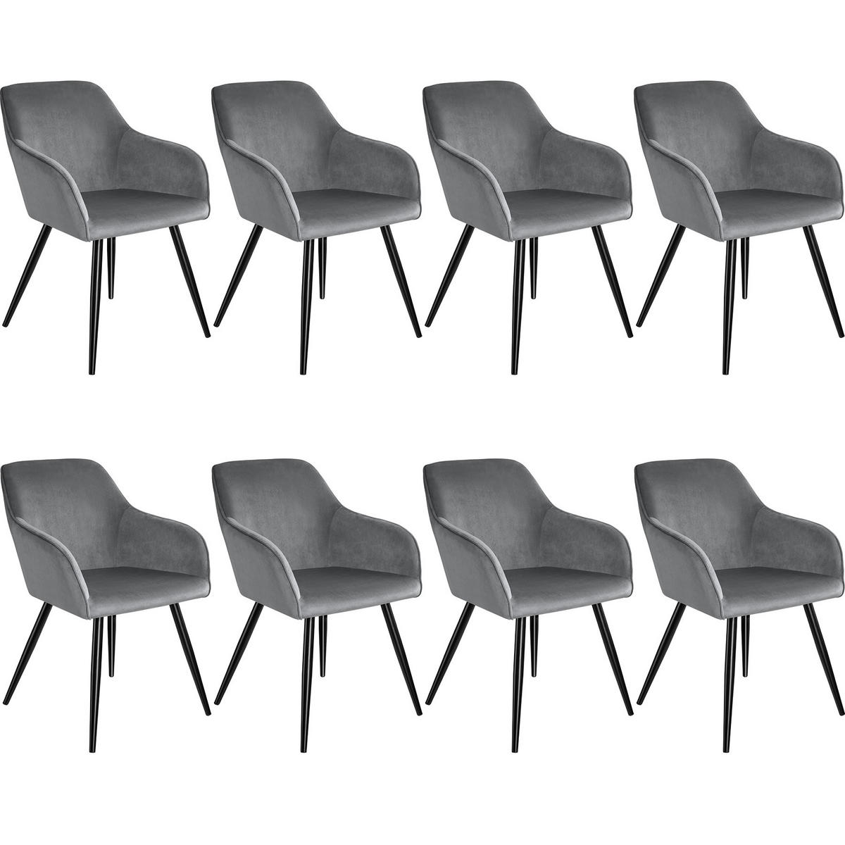 ESSZIMMERSTUHL 8er Set Marilyn 58 x 62 x 82 cm grau/schwarz - Schwarz/Grau, Textil (58/82/62cm) - tectake