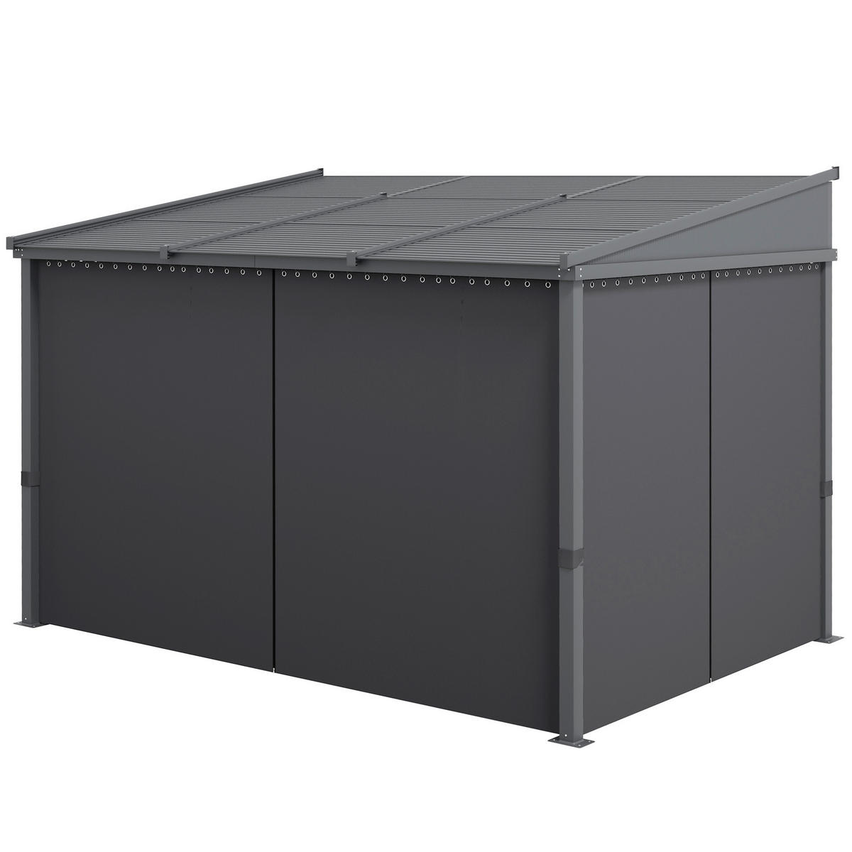 GARTENPAVILLON, Pergola, mit Schiebedach, Vorhängen, Aluminiumrahmen, dunkelgrau, 3,65 x 2,55 x 2,05 m - Dunkelgrau, Metall (365/242/255cm)
