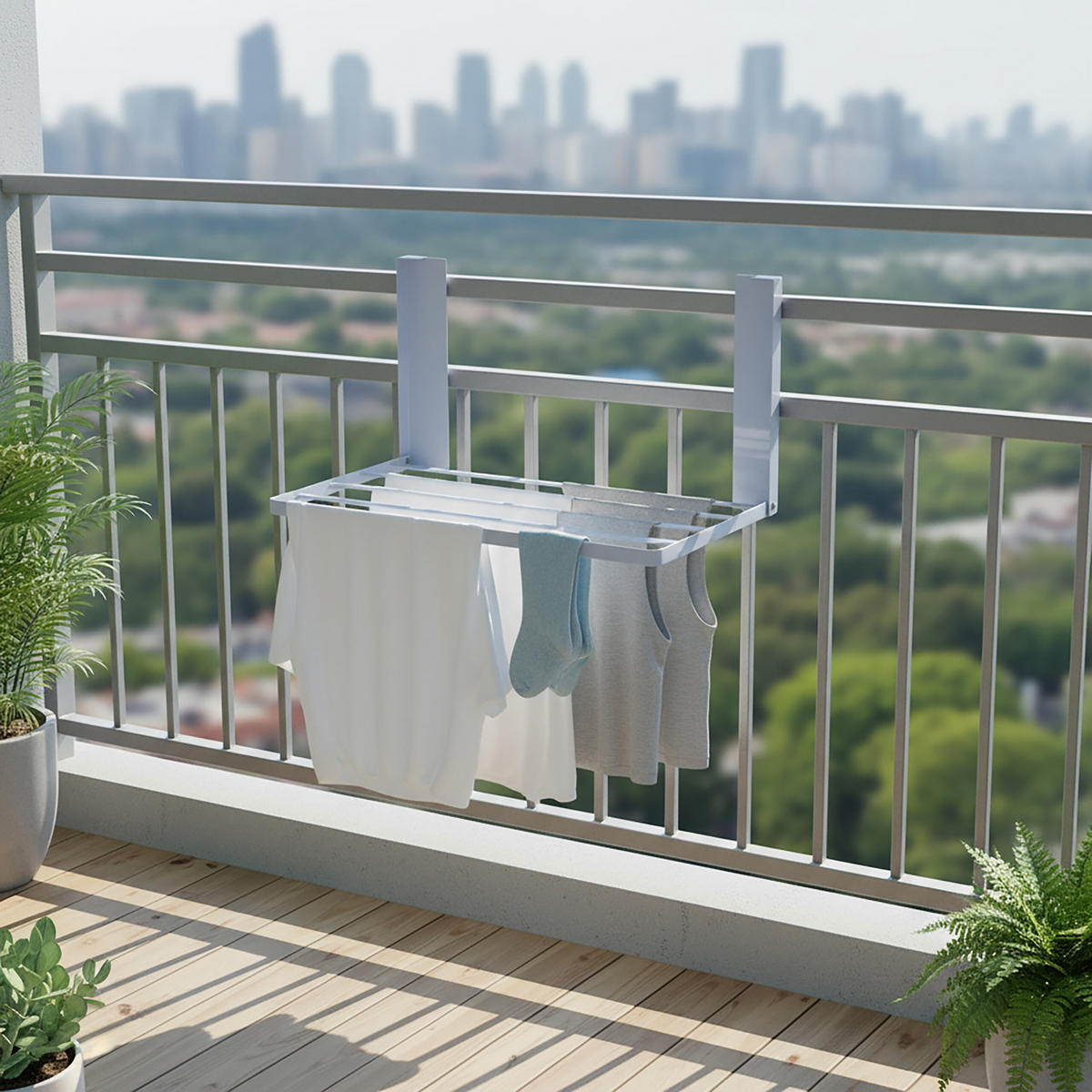 SUŠIAK bielizne - biela, kov (40.5/25/25cm) - Relaxdays