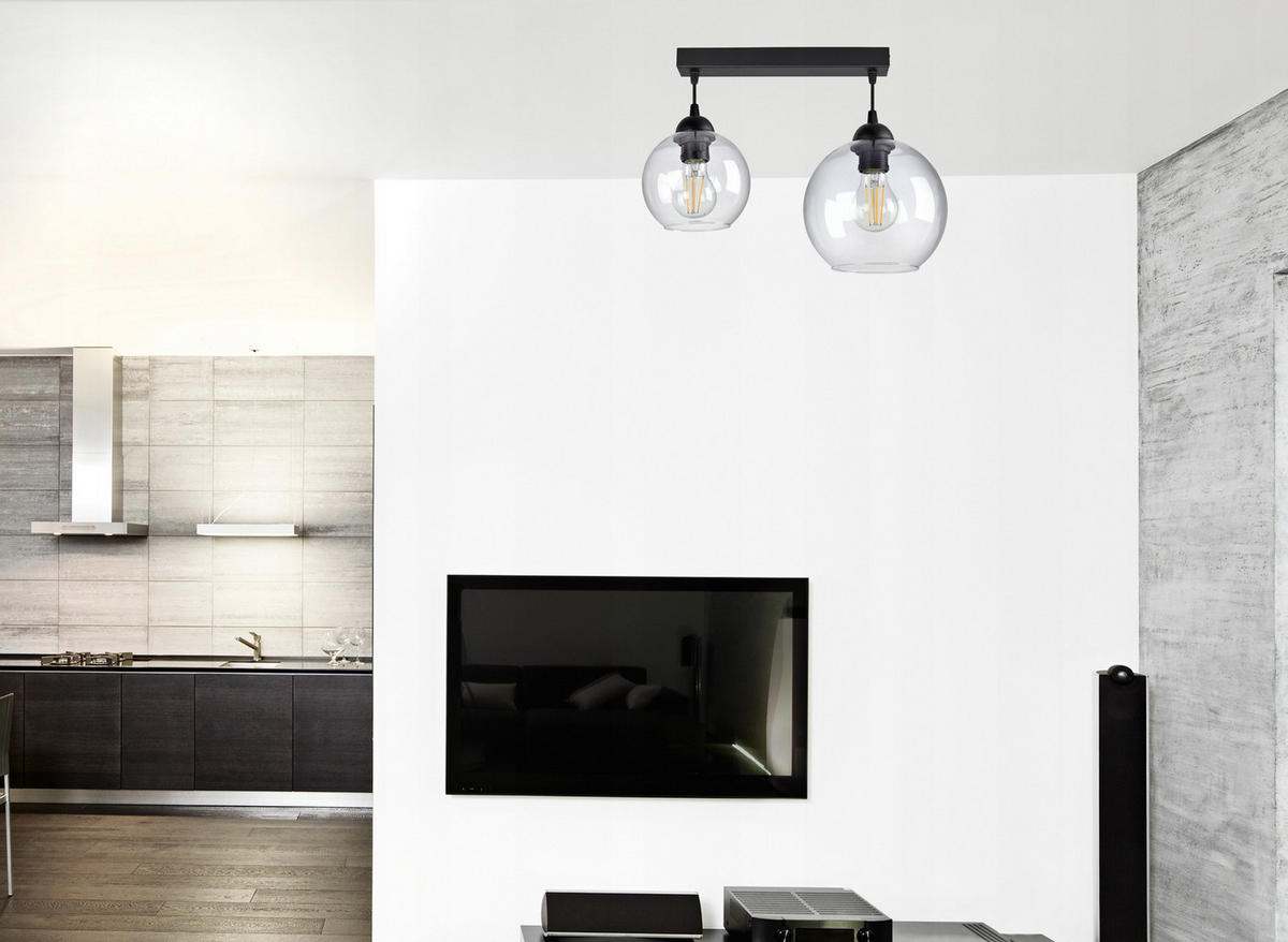 PENDELLEUCHTE HAGEN - Transparent/Schwarz, Glas/Metall (18/30/80cm) - kiki design