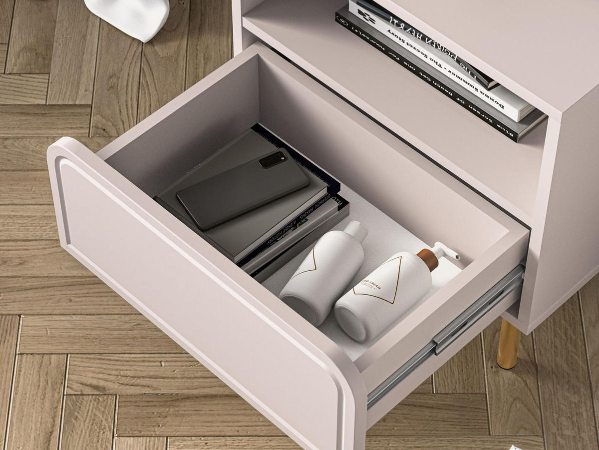 NACHTTISCH Loppa Kaschmirbeige 50 cm - Taupe/Beige, Holzwerkstoff (50/53/32.2cm) - Selsey