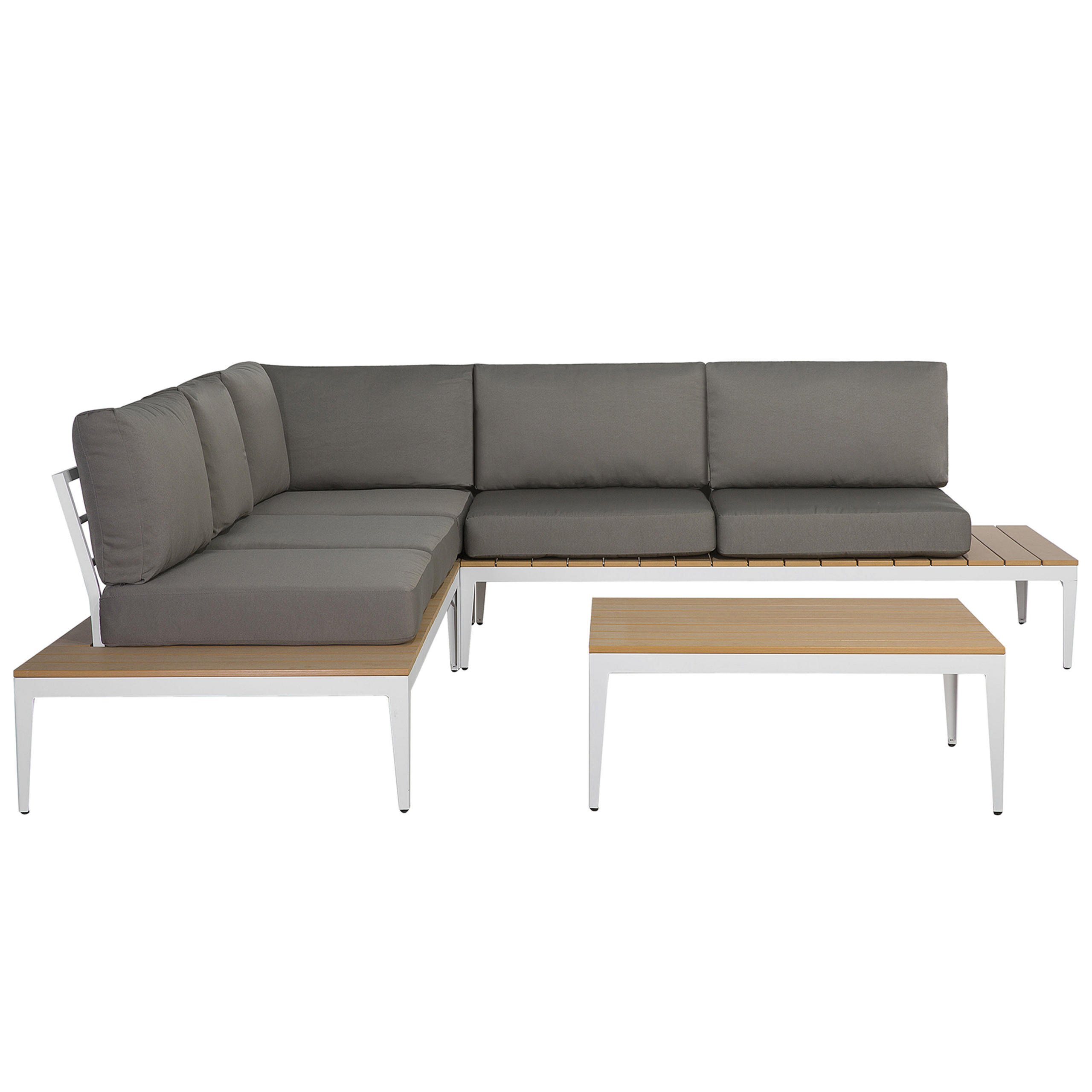 LOUNGE-SET 4-Sitzer grau Positano - Grau, Holzwerkstoff - Beliani