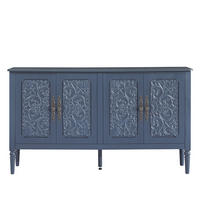 SIDEBOARD DE-38847 160/40/89 cm antike Relief-Schnitzereien Marineblau - Blau, Holzwerkstoff (160/89/40cm) - ComfortXL