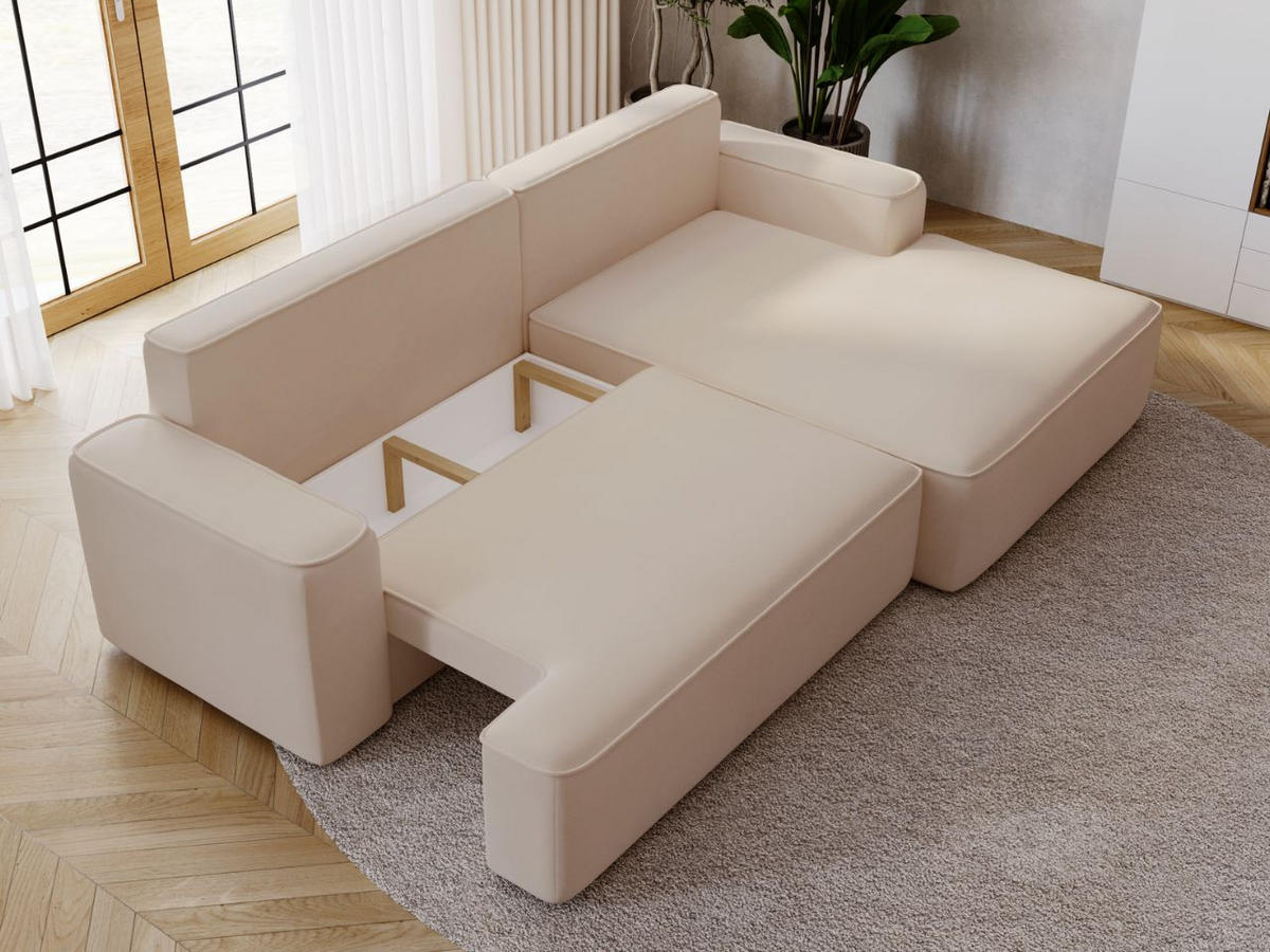 ECKSOFA California Beige Rechts - Beige, Holz/Textil (270/165cm) - Graingold