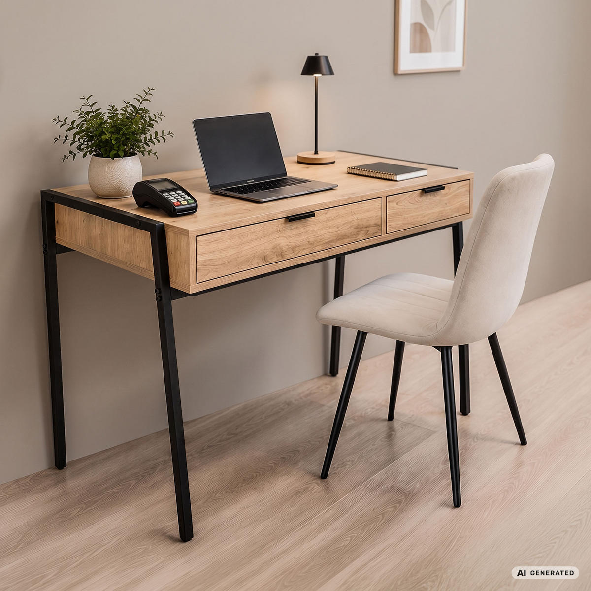 SCHREIBTISCH ZENTIA 100 cm Artisan Eiche - Schwarz/Eiche Artisan, Holzwerkstoff (100/45/80.5cm) - Akord